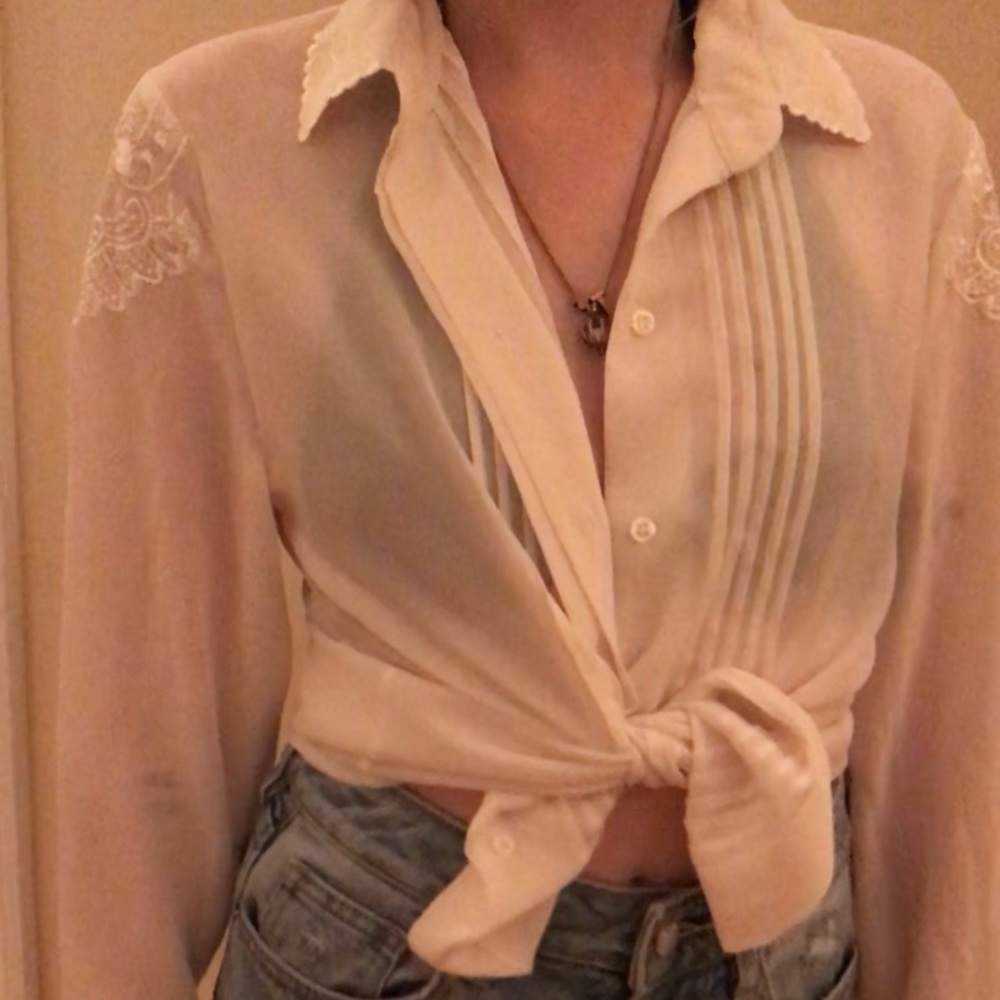 White sheer blouse